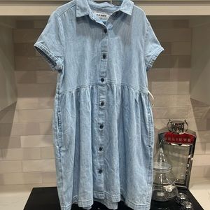 Girls short sleeve denim jumper dress